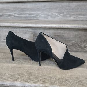 Something Navy 4 inch, black, suede heels. Size 8.5